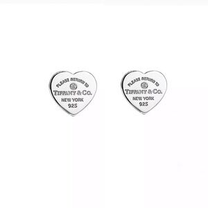 Tiffany & Co. Sterling Silver Heart Tag Stud Earrings - Silver